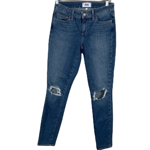 PAIGE Verdugo Ankle Distressed Knee Jeans Size 27 - Picture 2 of 10